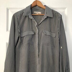 Black and white stripes utility blouse from Loft
